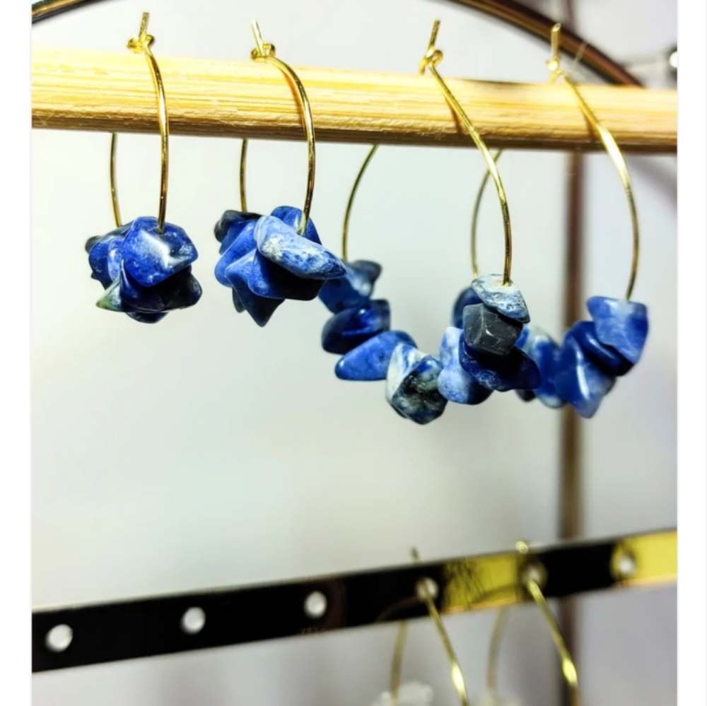 Sodalite stone hoop earrings